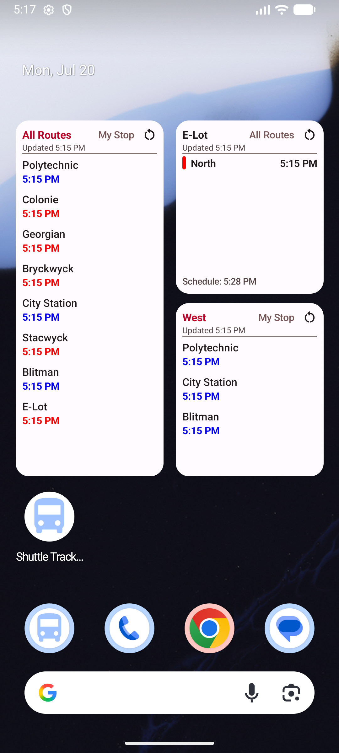Widgets Screen
